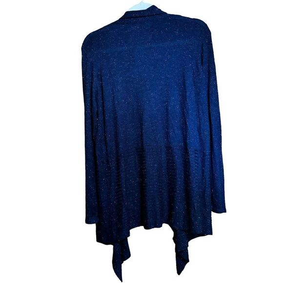 APT 9 Cardigan Womens Medium Blue Metallic Fuzzy Open Drape Sweater Ladies - Picture 5 of 8